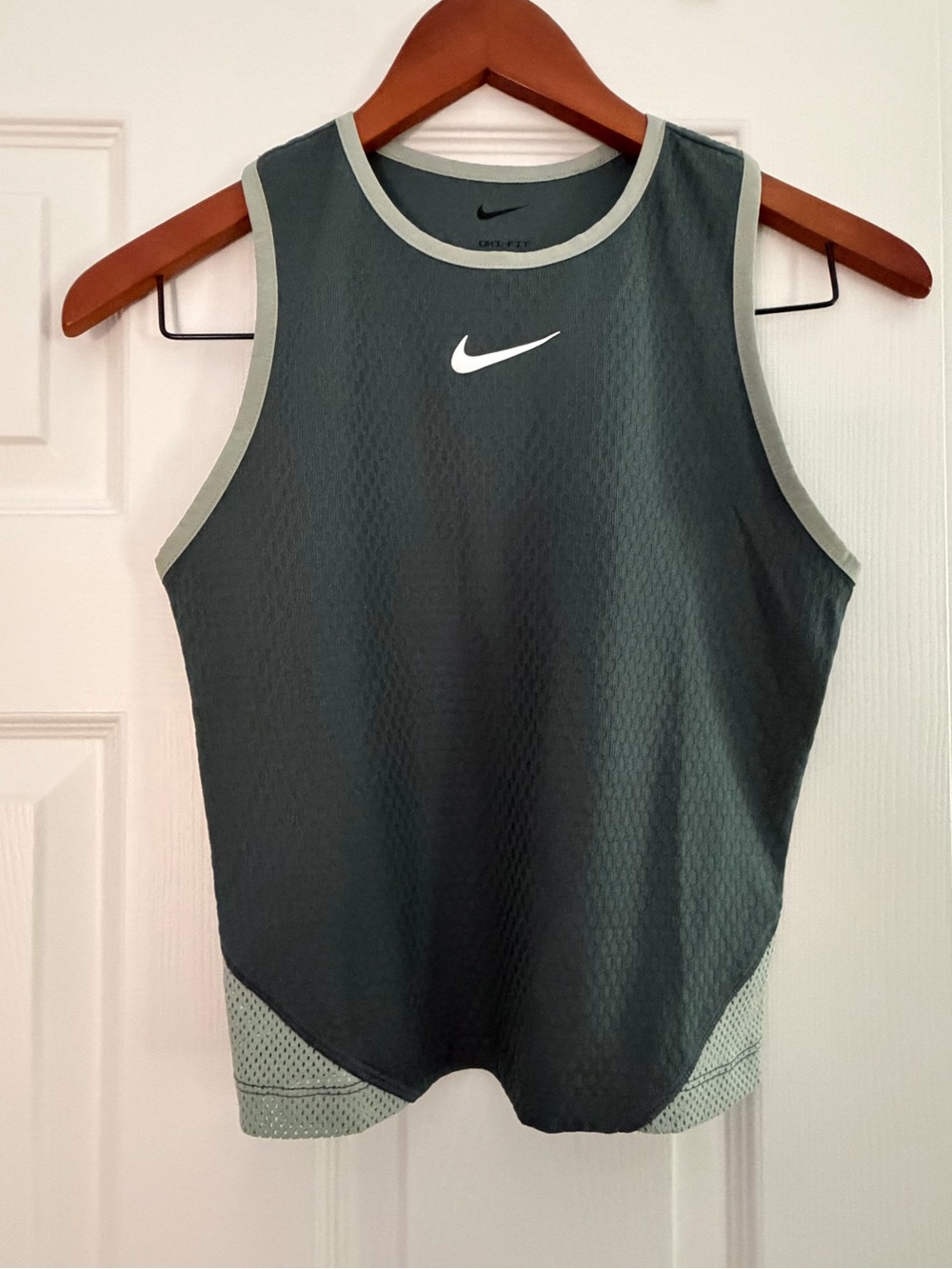 Nike Dri-FIT Tight Fit Tank in Sage Green with Light Sage Green Trim